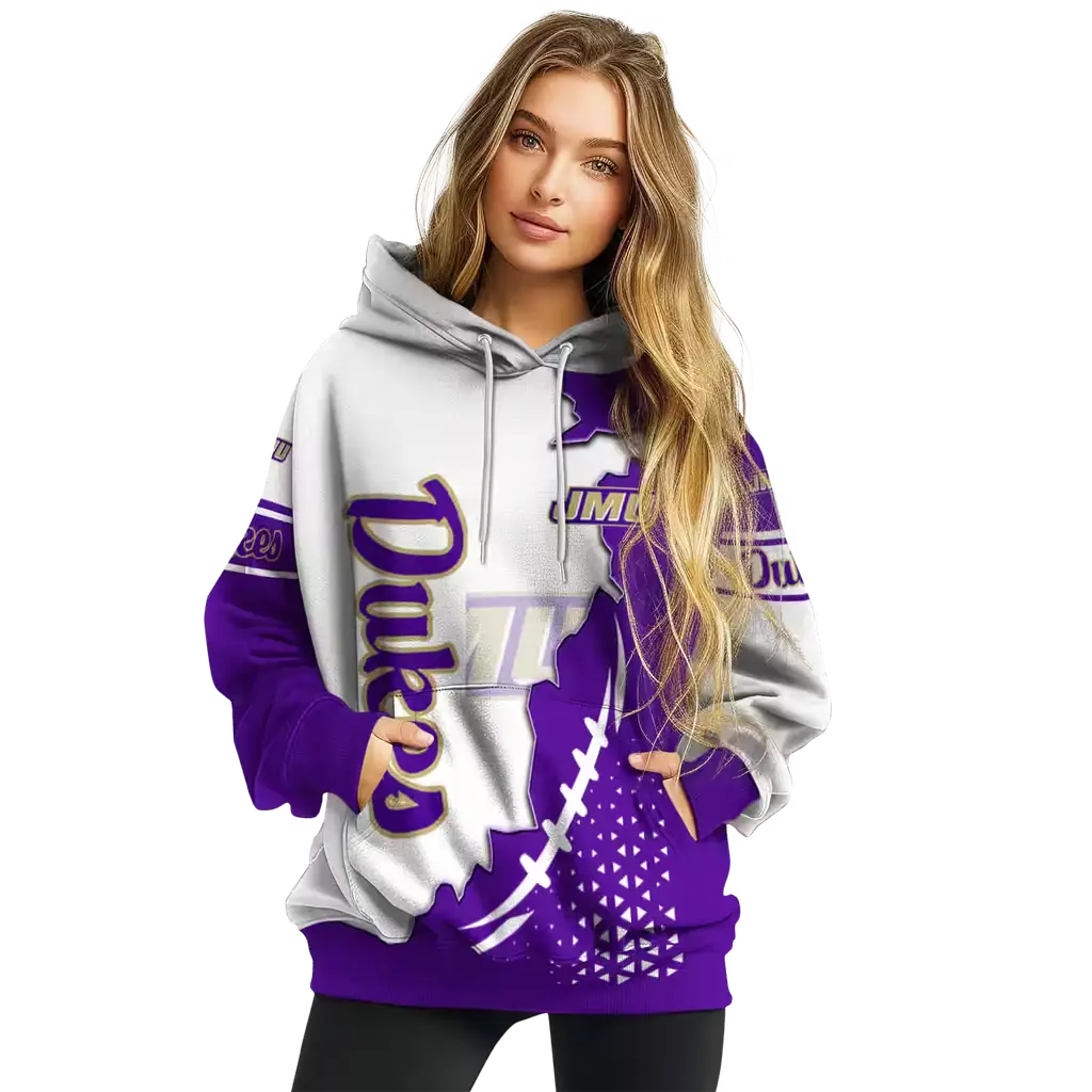 james madison dukes triangular pattern purple white hoodie high quality james madison dukes triangular pattern purple white hoodie high quality