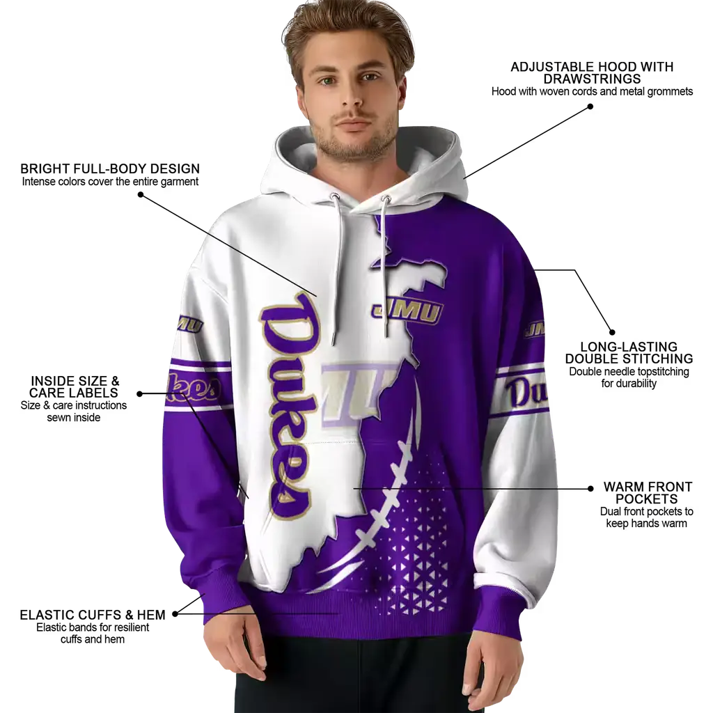 james madison dukes triangular pattern purple white hoodie latest model james madison dukes triangular pattern purple white hoodie latest model