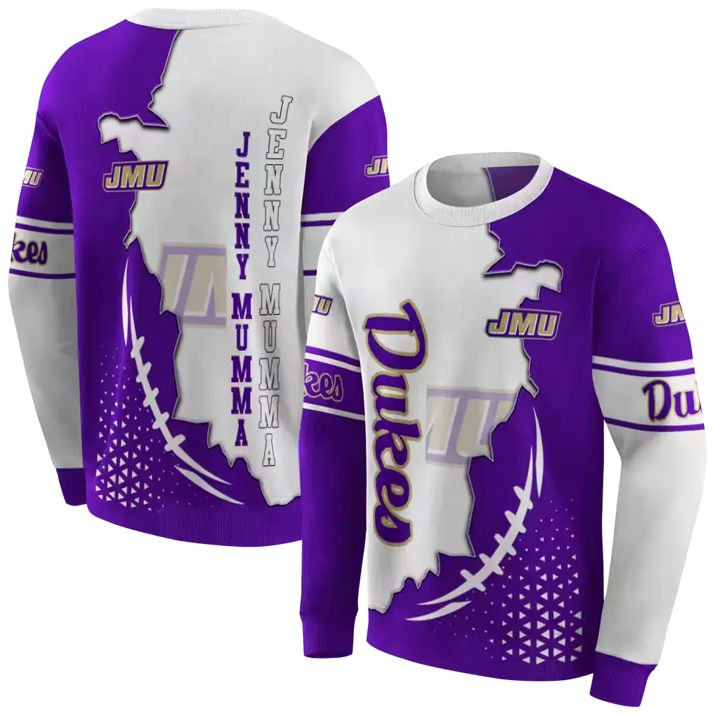 james madison dukes triangular pattern purple white hoodie premium grade james madison dukes triangular pattern purple white hoodie premium grade