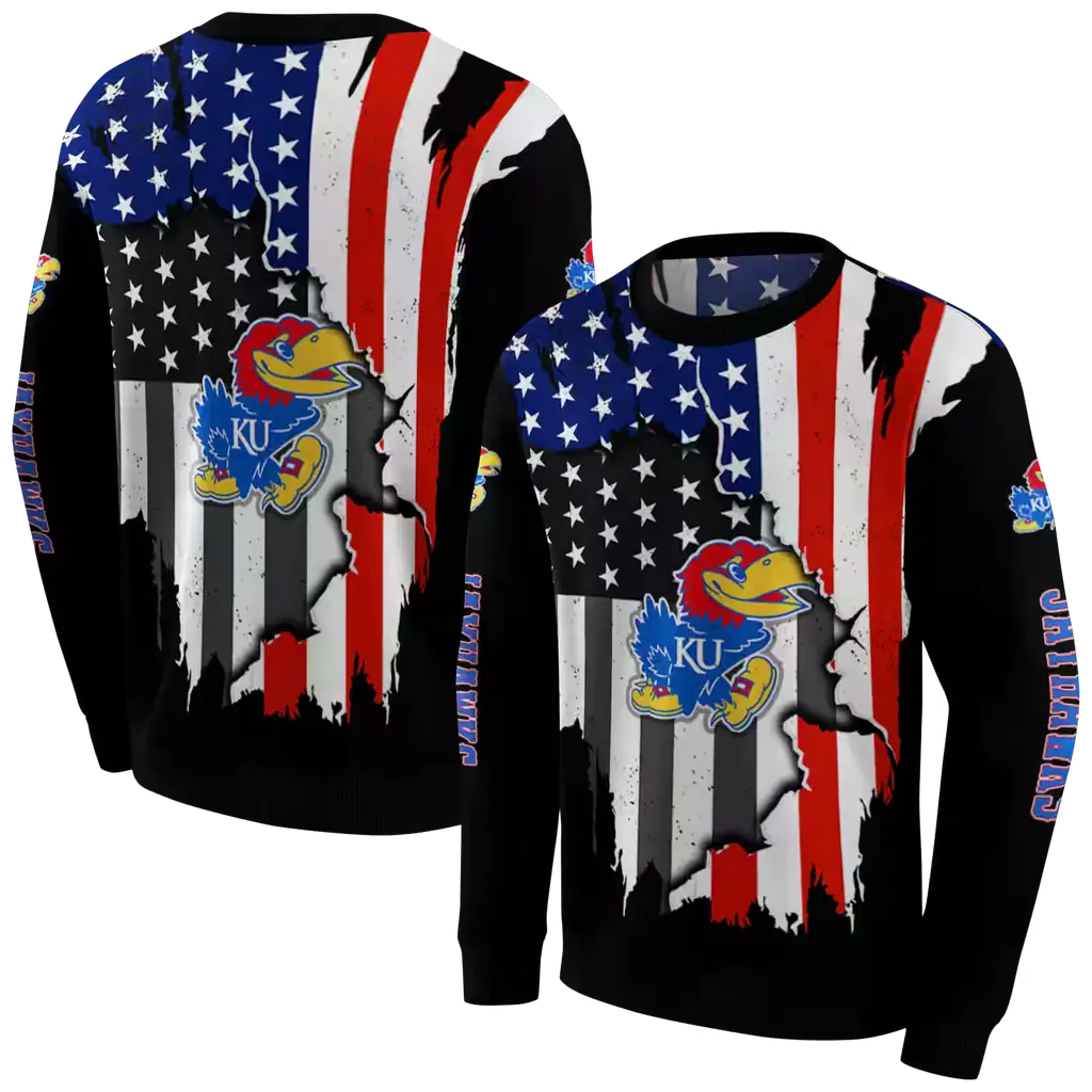 kansas jayhawks american pride black hoodie premium grade kansas jayhawks american pride black hoodie premium grade
