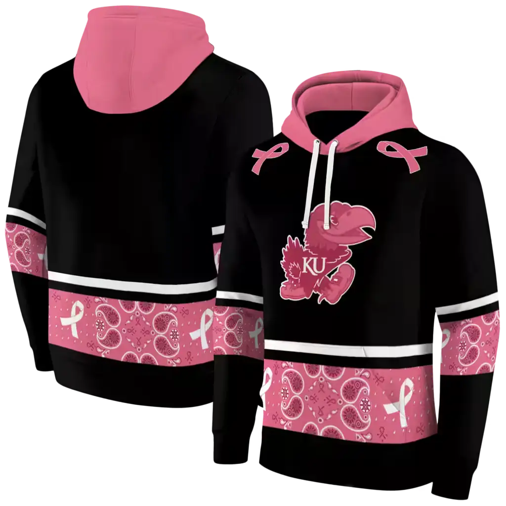 kansas jayhawks awareness ribbon black pink hoodie fashion forward kansas jayhawks awareness ribbon black pink hoodie fashion forward
