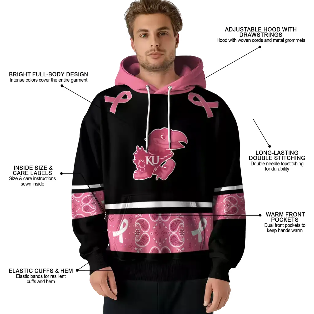kansas jayhawks awareness ribbon black pink hoodie latest model kansas jayhawks awareness ribbon black pink hoodie latest model