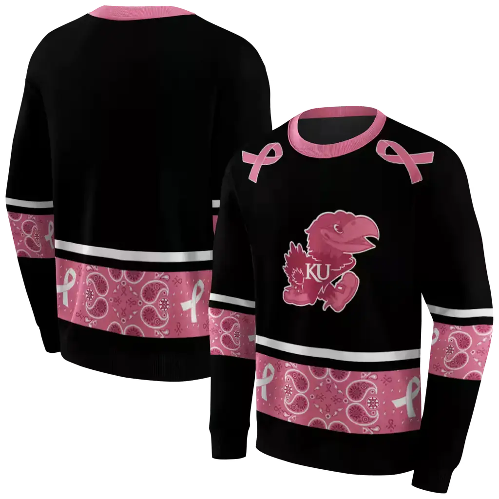 kansas jayhawks awareness ribbon black pink hoodie premium grade kansas jayhawks awareness ribbon black pink hoodie premium grade