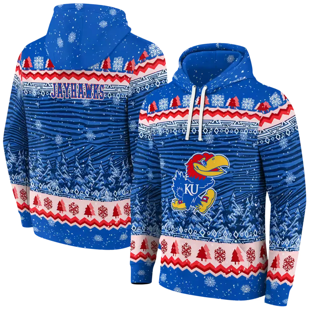 kansas jayhawks christmas trees blue hoodie fashion forward kansas jayhawks christmas trees blue hoodie fashion forward
