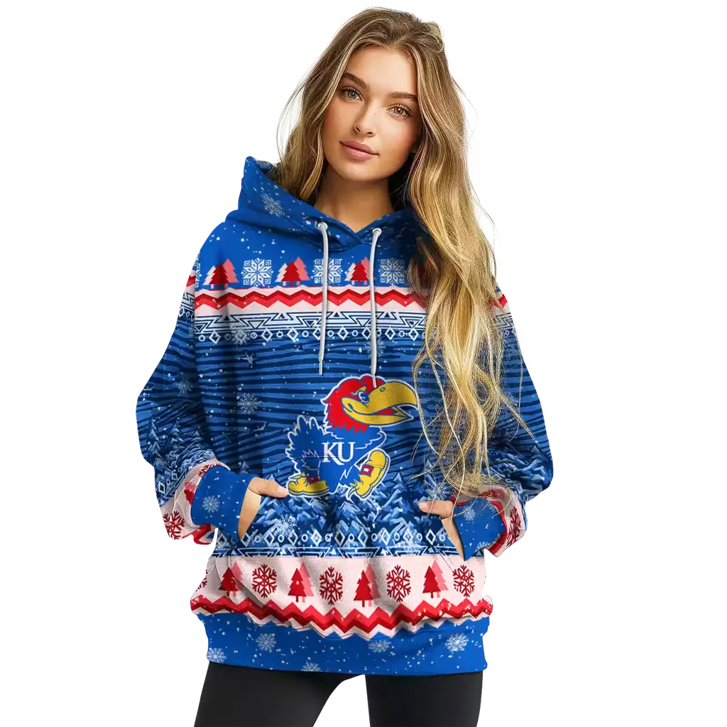 kansas jayhawks christmas trees blue hoodie high quality kansas jayhawks christmas trees blue hoodie high quality