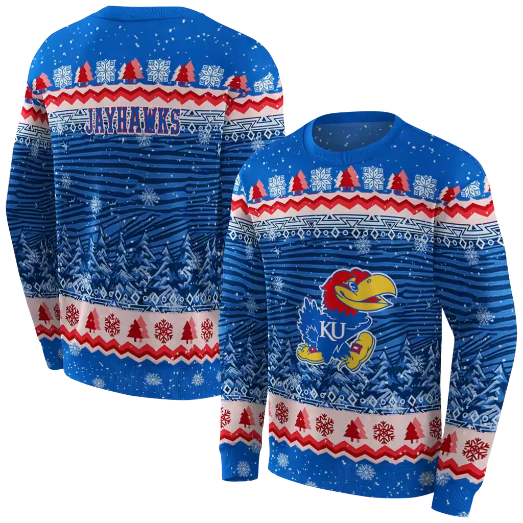 kansas jayhawks christmas trees blue hoodie premium grade kansas jayhawks christmas trees blue hoodie premium grade