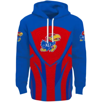 kansas jayhawks concentric lines blue black hoodie best selling