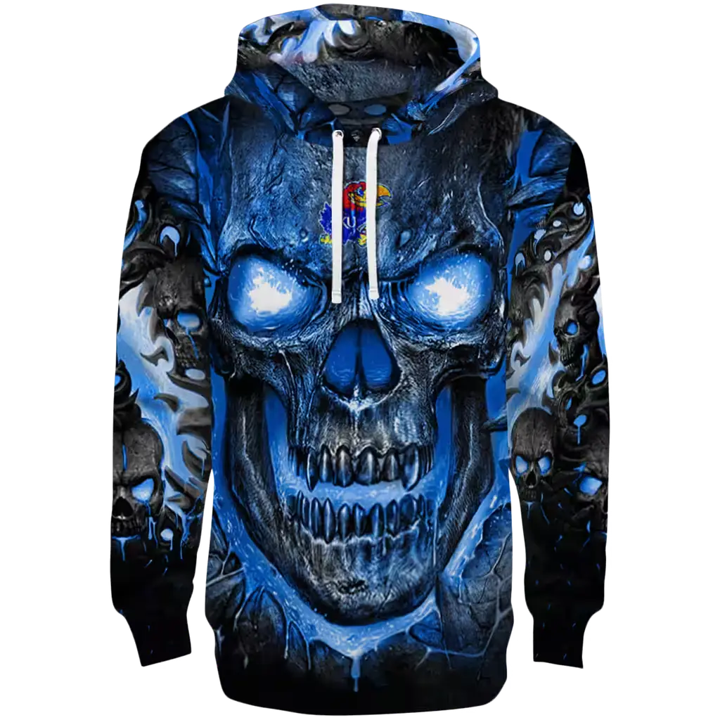 kansas jayhawks demonic skull blue black hoodie best selling kansas jayhawks demonic skull blue black hoodie best selling
