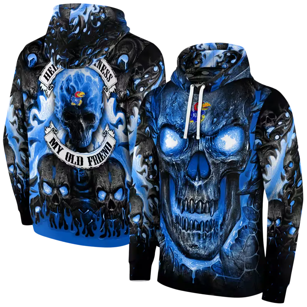 kansas jayhawks demonic skull blue black hoodie fashion forward kansas jayhawks demonic skull blue black hoodie fashion forward