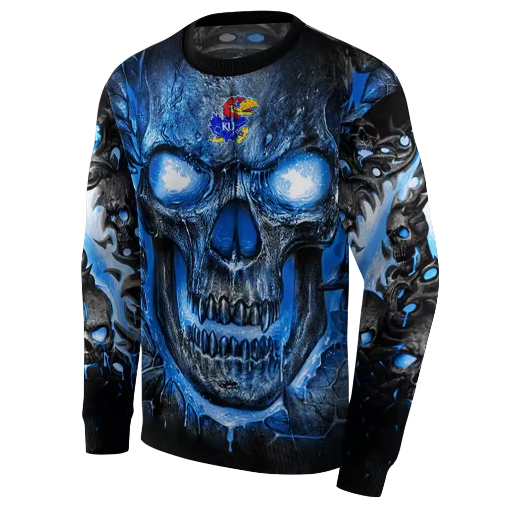 kansas jayhawks demonic skull blue black hoodie new arrival kansas jayhawks demonic skull blue black hoodie new arrival