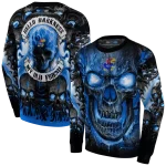 kansas jayhawks demonic skull blue black hoodie best selling