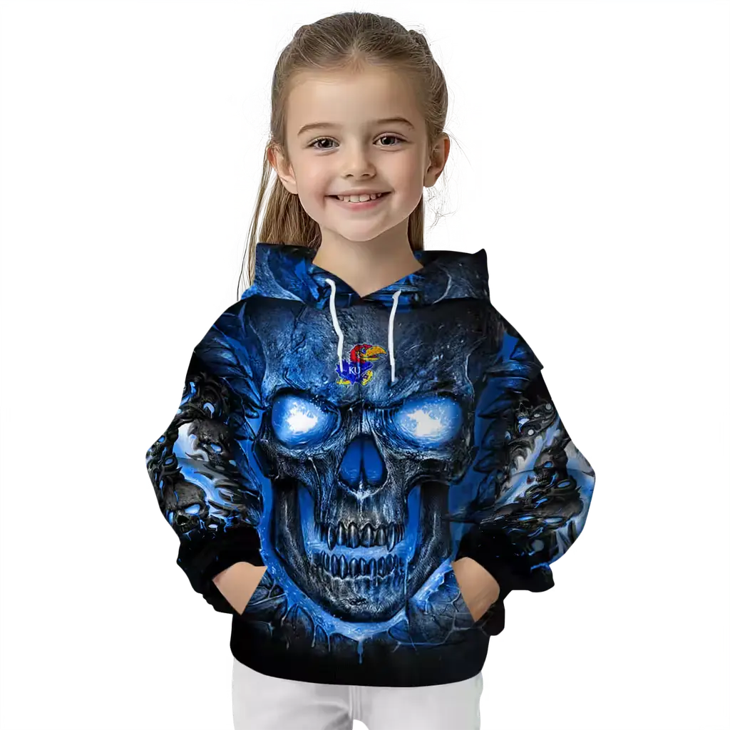 kansas jayhawks demonic skull blue black hoodie top rated kansas jayhawks demonic skull blue black hoodie top rated