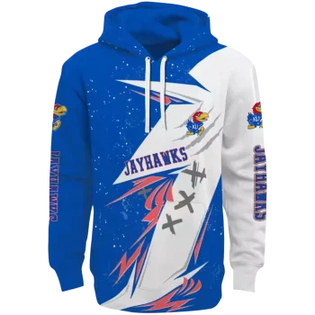 kansas jayhawks dynamic slash blue white hoodie best selling