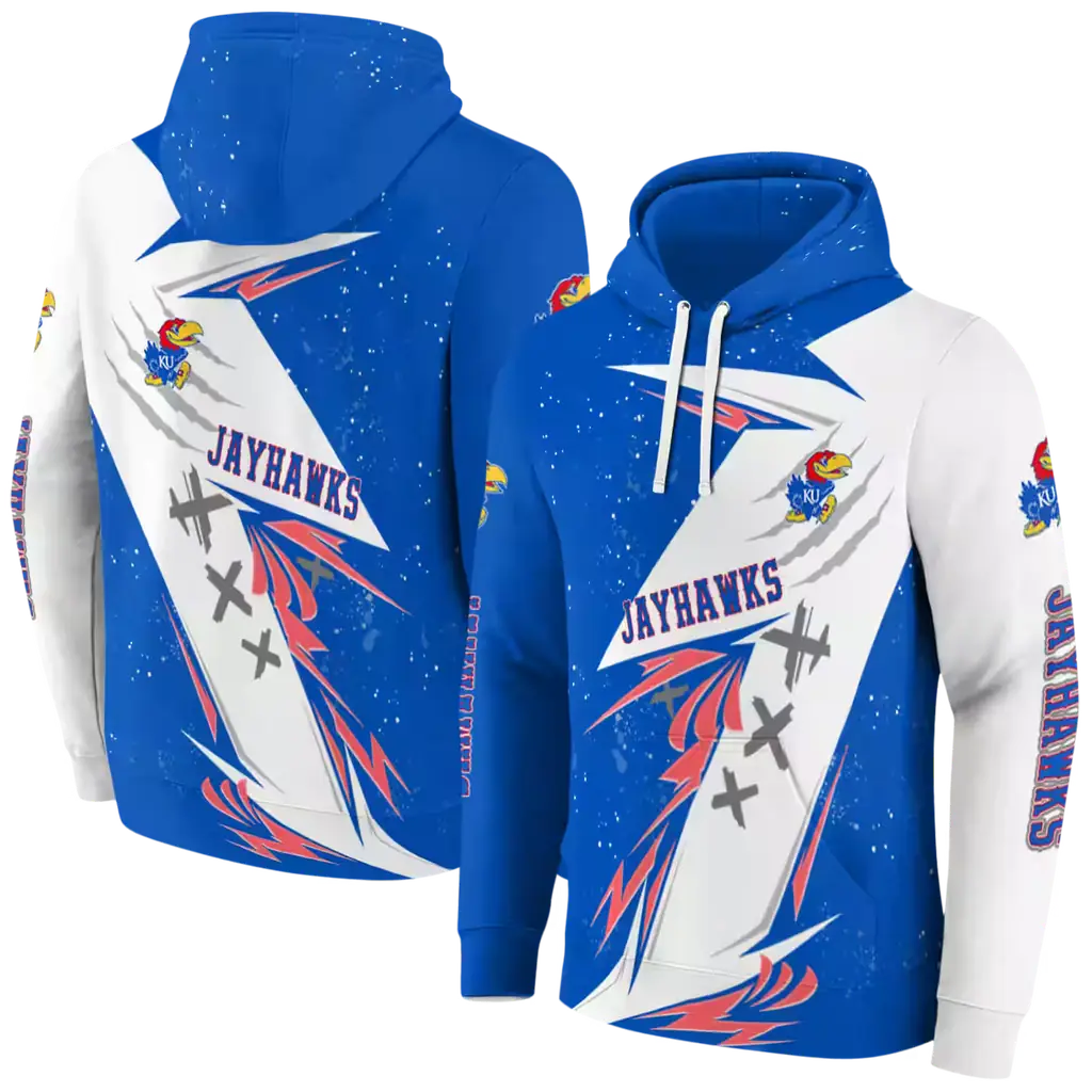 kansas jayhawks dynamic slash blue white hoodie fashion forward kansas jayhawks dynamic slash blue white hoodie fashion forward