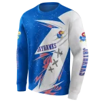 kansas jayhawks dynamic slash blue white hoodie best selling