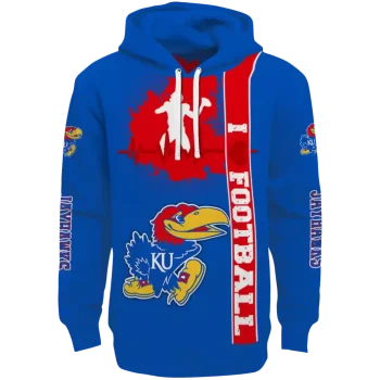 kansas jayhawks football heartbeat blue hoodie best selling