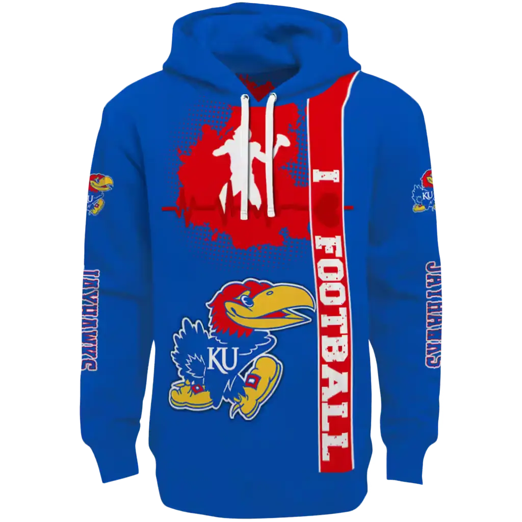 kansas jayhawks football heartbeat blue hoodie best selling kansas jayhawks football heartbeat blue hoodie best selling