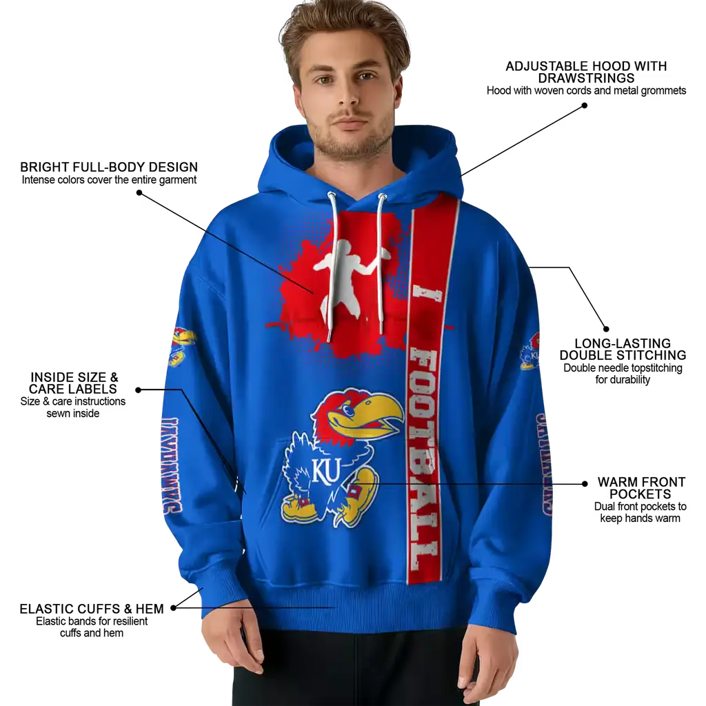 kansas jayhawks football heartbeat blue hoodie latest model kansas jayhawks football heartbeat blue hoodie latest model