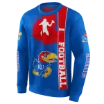 kansas jayhawks football heartbeat blue hoodie best selling
