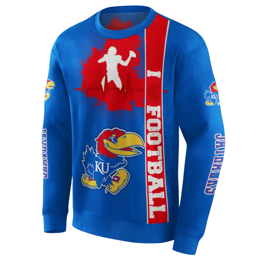 kansas jayhawks football heartbeat blue hoodie new arrival kansas jayhawks football heartbeat blue hoodie new arrival