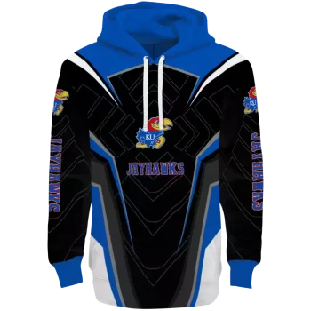 kansas jayhawks futuristic pattern blue black hoodie best selling