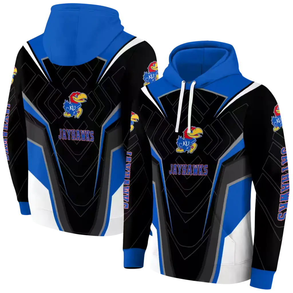 kansas jayhawks futuristic pattern blue black hoodie fashion forward kansas jayhawks futuristic pattern blue black hoodie fashion forward