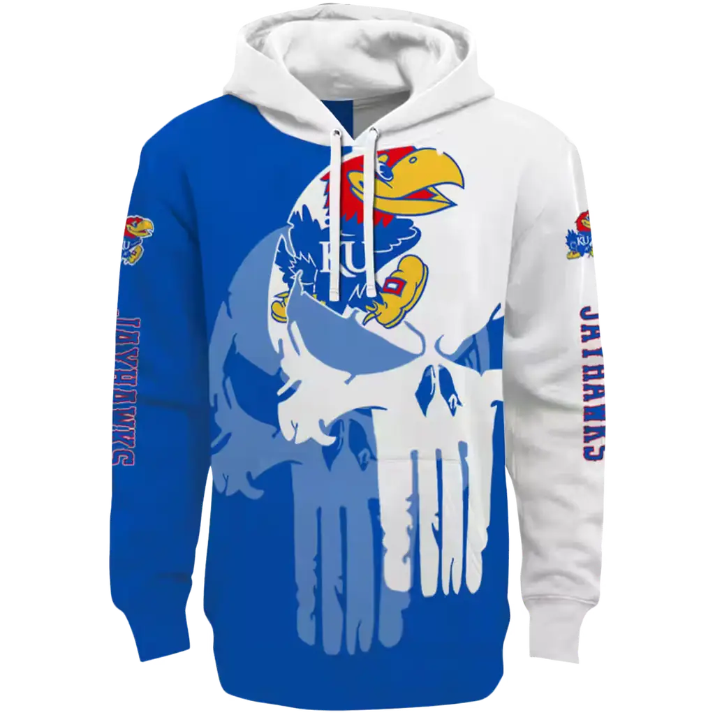 kansas jayhawks graphic punisher blue white hoodie best selling kansas jayhawks graphic punisher blue white hoodie best selling
