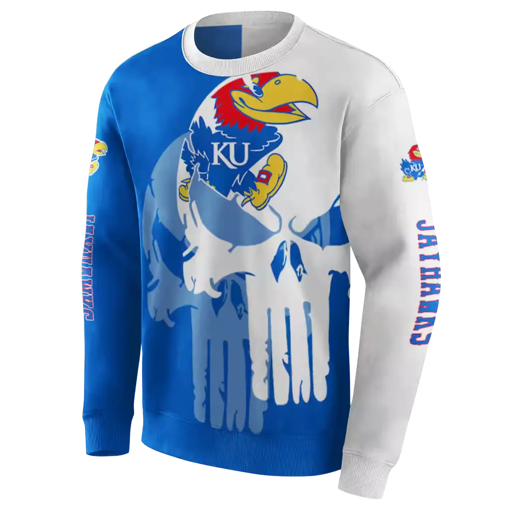 kansas jayhawks graphic punisher blue white hoodie new arrival kansas jayhawks graphic punisher blue white hoodie new arrival