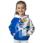 kansas jayhawks graphic punisher blue white hoodie best selling
