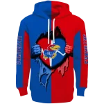kansas jayhawks heartbeat graphic blue hoodie best selling