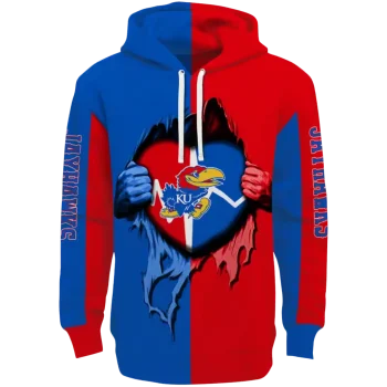 kansas jayhawks heartbeat graphic blue hoodie best selling