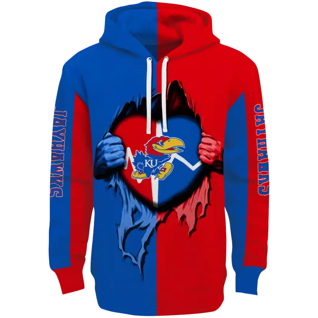 kansas jayhawks heartbeat graphic blue hoodie best selling kansas jayhawks heartbeat graphic blue hoodie best selling