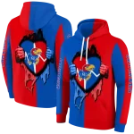 kansas jayhawks heartbeat graphic blue hoodie best selling
