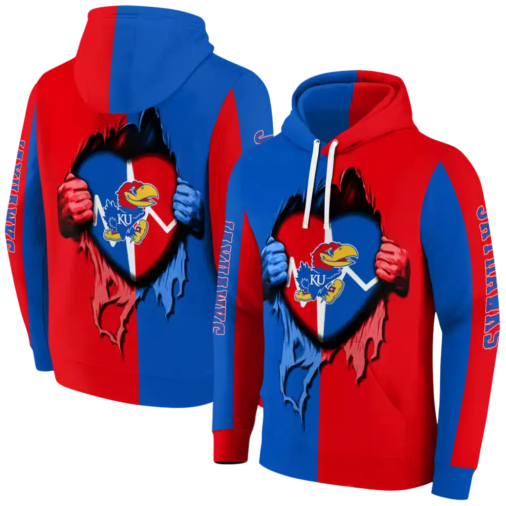 kansas jayhawks heartbeat graphic blue hoodie fashion forward kansas jayhawks heartbeat graphic blue hoodie fashion forward