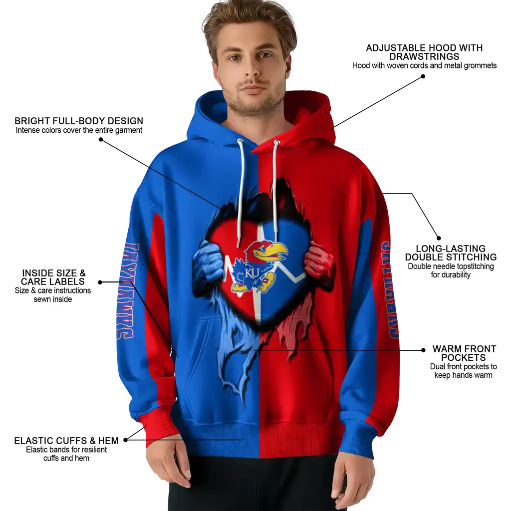 kansas jayhawks heartbeat graphic blue hoodie latest model kansas jayhawks heartbeat graphic blue hoodie latest model