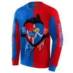 kansas jayhawks heartbeat graphic blue hoodie best selling