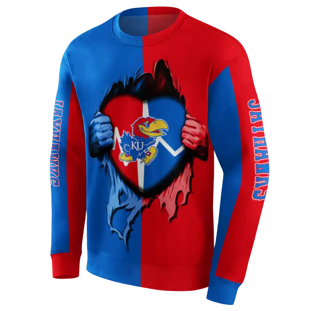 kansas jayhawks heartbeat graphic blue hoodie new arrival kansas jayhawks heartbeat graphic blue hoodie new arrival