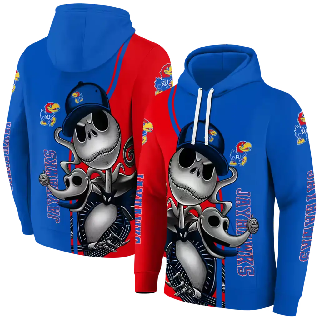 kansas jayhawks jack skellington blue hoodie fashion forward kansas jayhawks jack skellington blue hoodie fashion forward