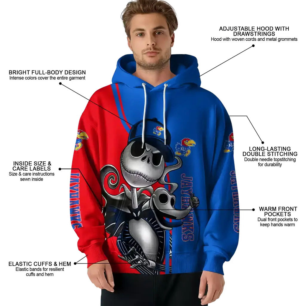 kansas jayhawks jack skellington blue hoodie latest model kansas jayhawks jack skellington blue hoodie latest model