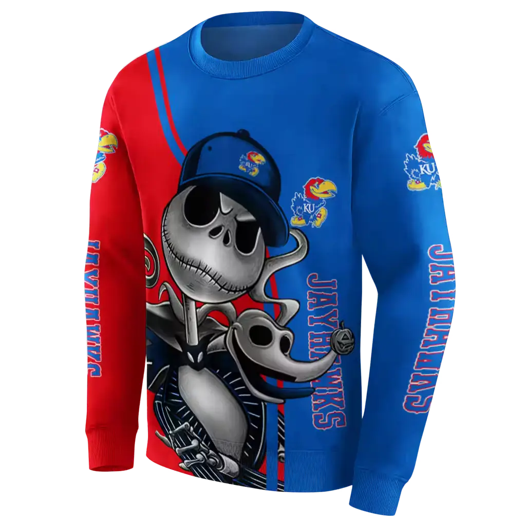 kansas jayhawks jack skellington blue hoodie new arrival kansas jayhawks jack skellington blue hoodie new arrival