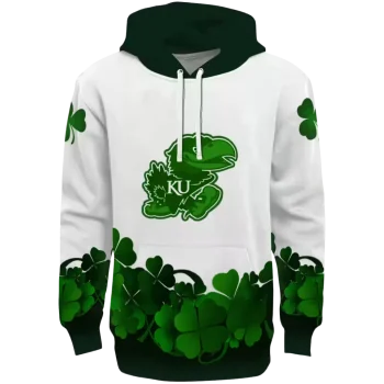 kansas jayhawks lucky motif white green hoodie best selling
