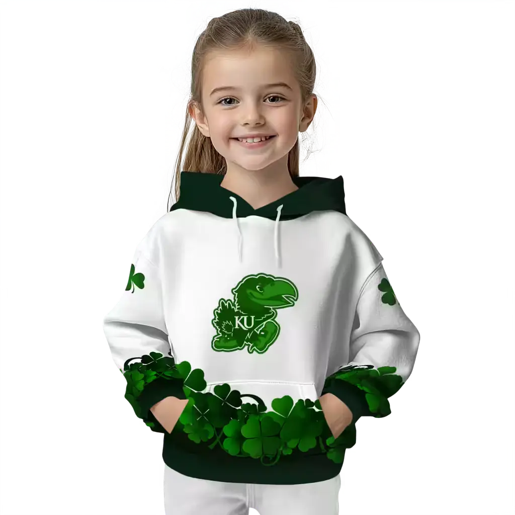 kansas jayhawks lucky motif white green hoodie top rated kansas jayhawks lucky motif white green hoodie top rated