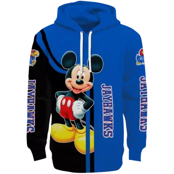 kansas jayhawks mickey mouse blue black hoodie best selling
