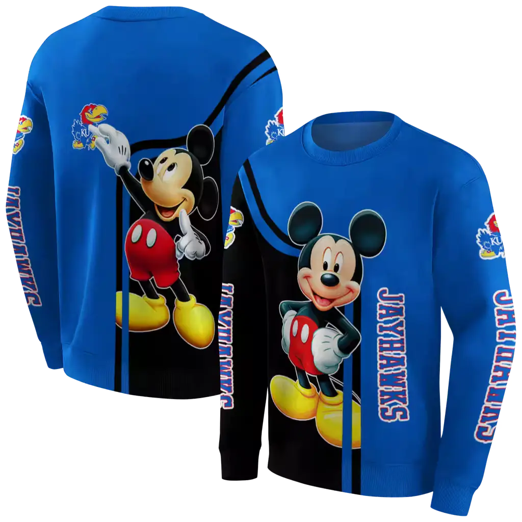 kansas jayhawks mickey mouse blue black hoodie premium grade kansas jayhawks mickey mouse blue black hoodie premium grade