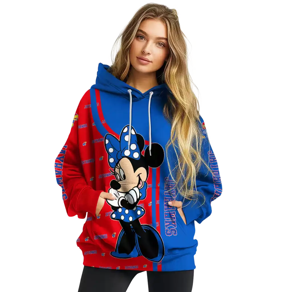 kansas jayhawks minnie mouse blue hoodie high quality kansas jayhawks minnie mouse blue hoodie high quality