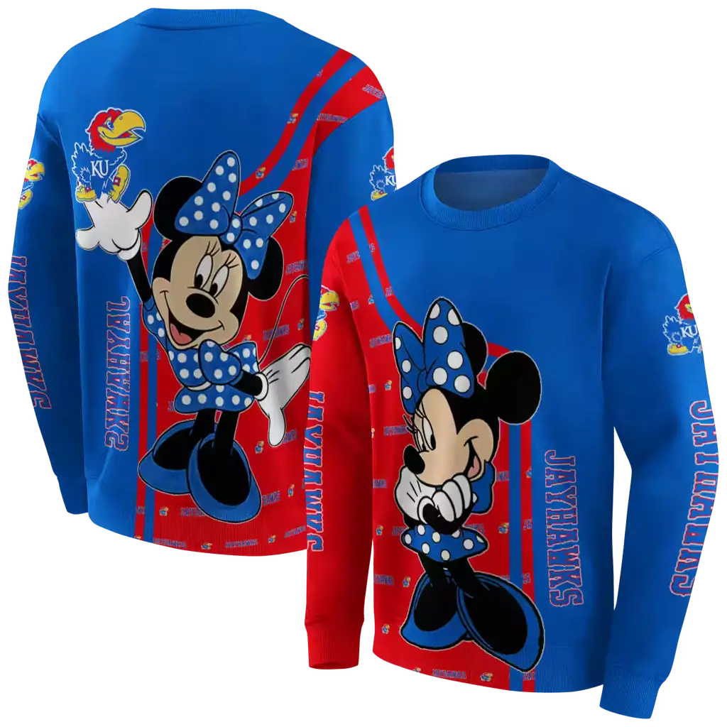 kansas jayhawks minnie mouse blue hoodie premium grade kansas jayhawks minnie mouse blue hoodie premium grade