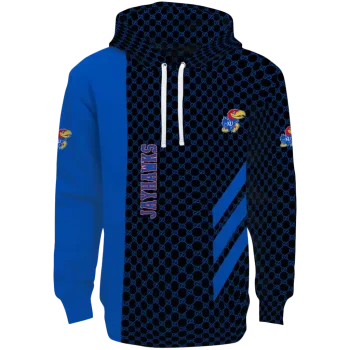kansas jayhawks monogram pattern blue hoodie best selling