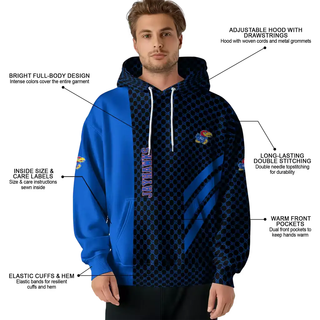 kansas jayhawks monogram pattern blue hoodie latest model kansas jayhawks monogram pattern blue hoodie latest model