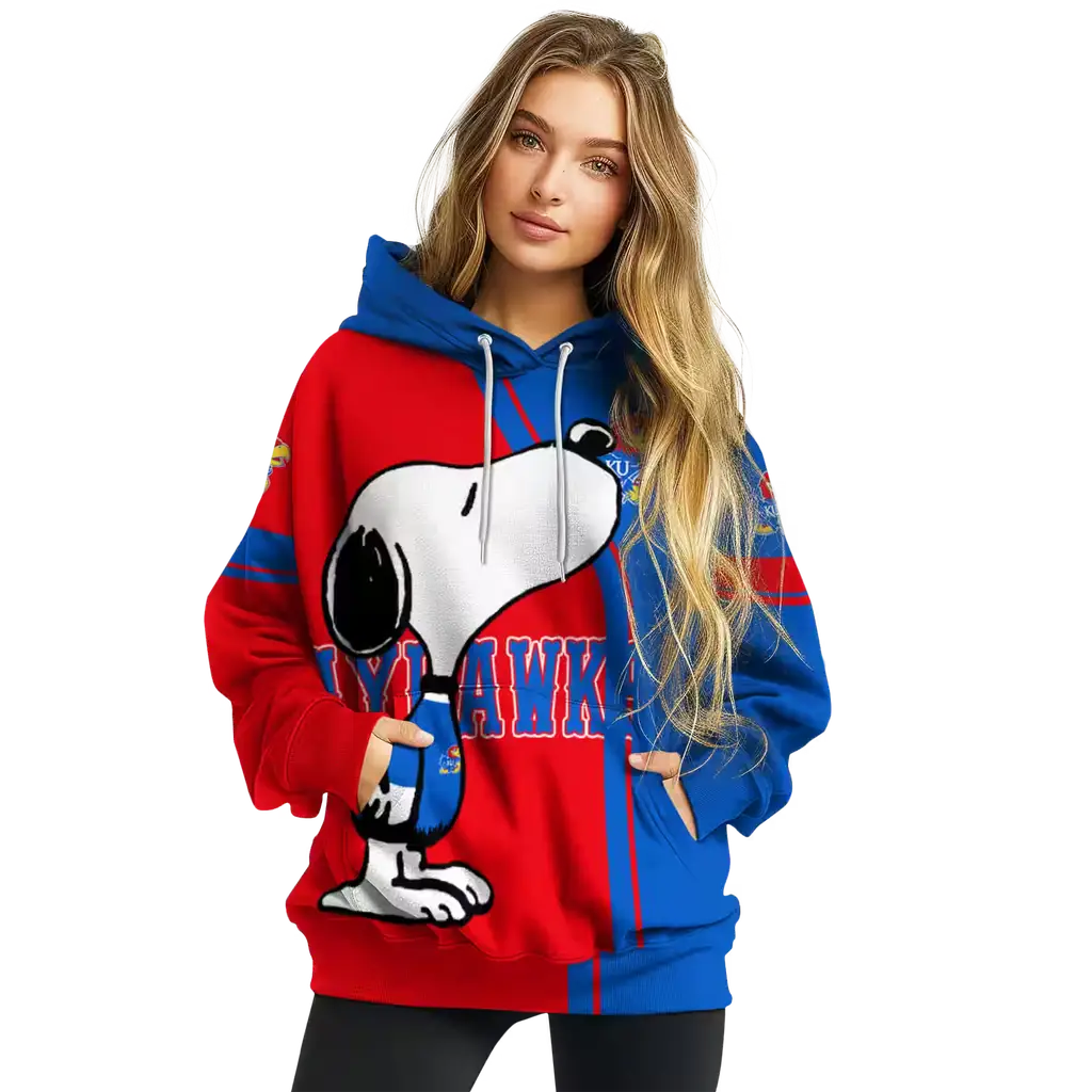 kansas jayhawks playful snoopy blue hoodie high quality kansas jayhawks playful snoopy blue hoodie high quality