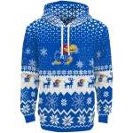 kansas jayhawks reindeer motif blue hoodie best selling
